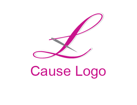 needle and thread forming letter L Shape logo