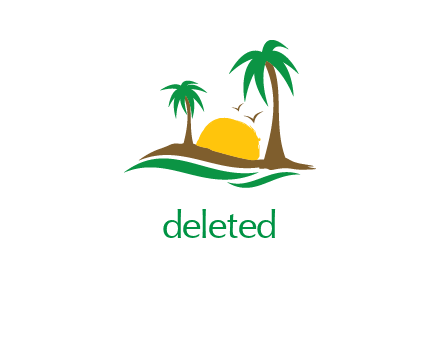 palm trees and sun island travel logo