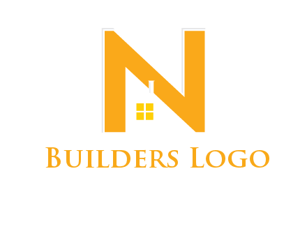 house in front of letter n logo
