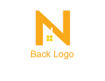 house in front of letter n logo