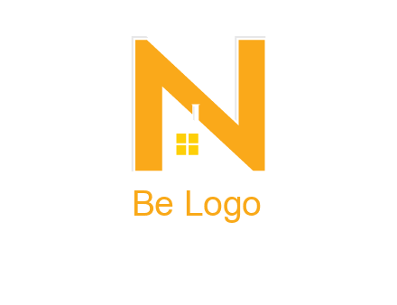 house in front of letter n logo