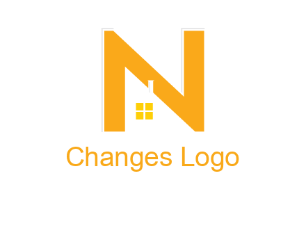 house in front of letter n logo