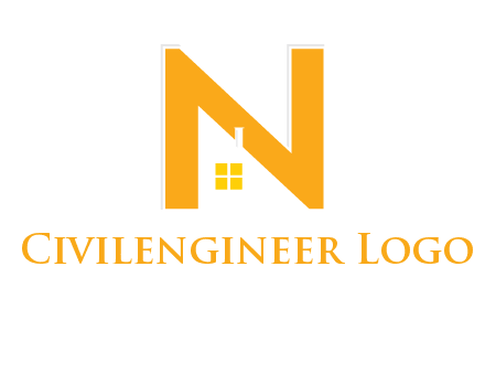 house in front of letter n logo