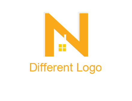 house in front of letter n logo