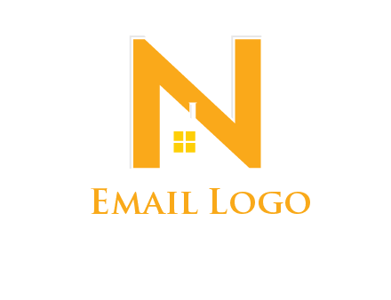 house in front of letter n logo