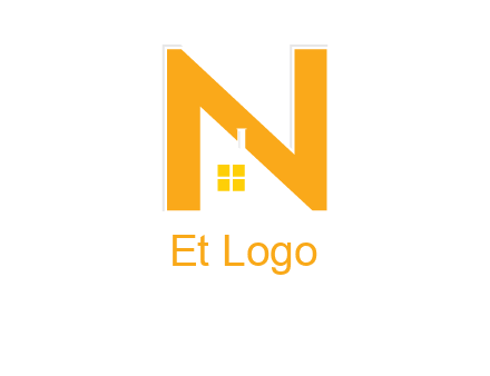 house in front of letter n logo