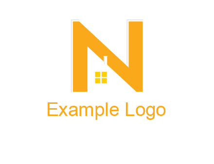 house in front of letter n logo