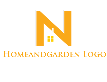 house in front of letter n logo