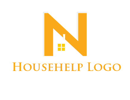 house in front of letter n logo