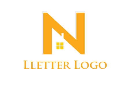 house in front of letter n logo