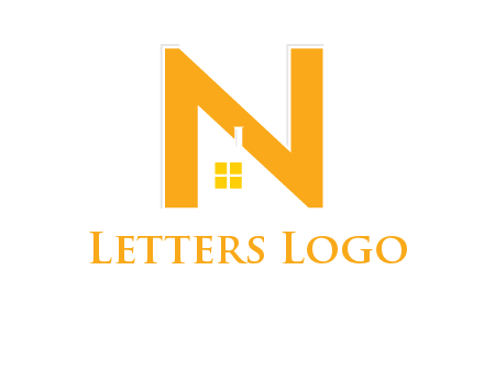 house in front of letter n logo