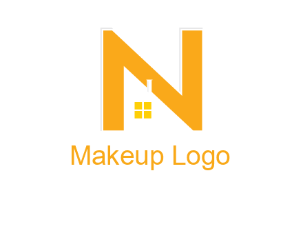 house in front of letter n logo