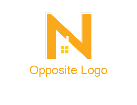 house in front of letter n logo