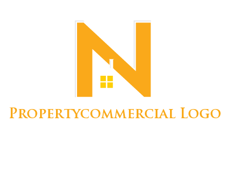 house in front of letter n logo
