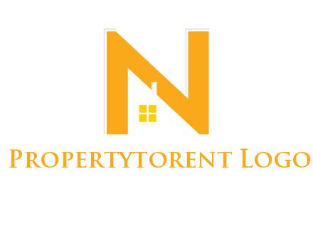 house in front of letter n logo