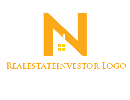 house in front of letter n logo