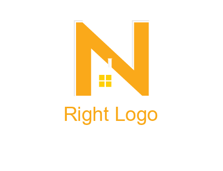 house in front of letter n logo
