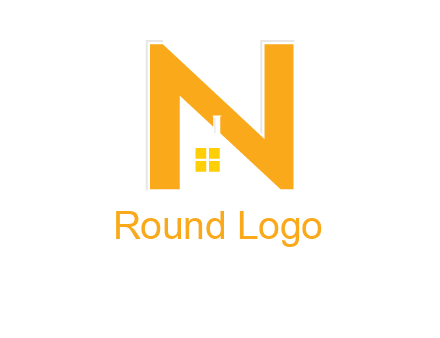 house in front of letter n logo