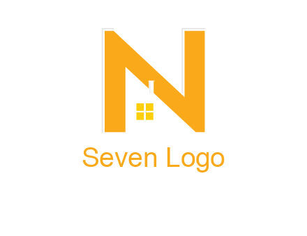 house in front of letter n logo