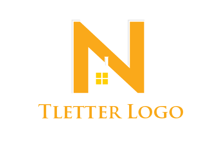 house in front of letter n logo