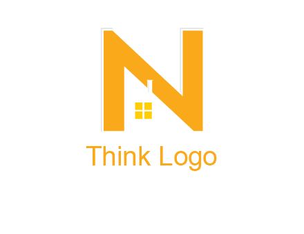 house in front of letter n logo