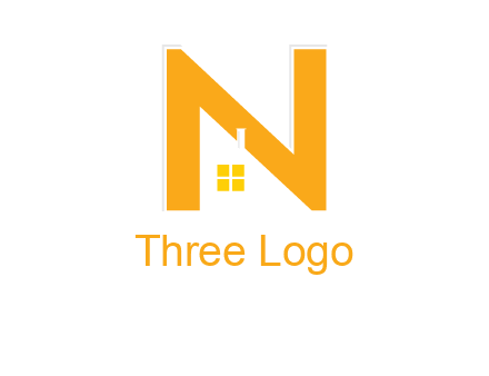 house in front of letter n logo