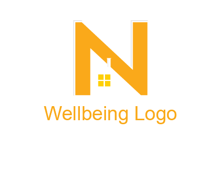house in front of letter n logo