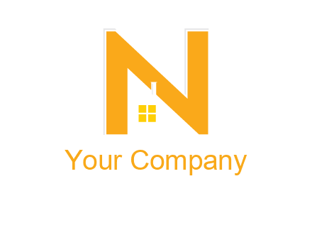 house in front of letter n logo