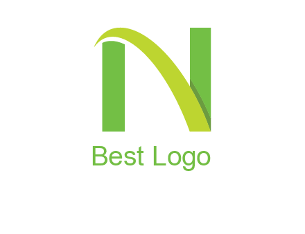 curved line in between two blocks forming letter N