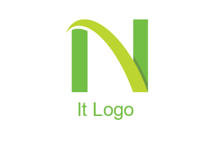 curved line in between two blocks forming letter N