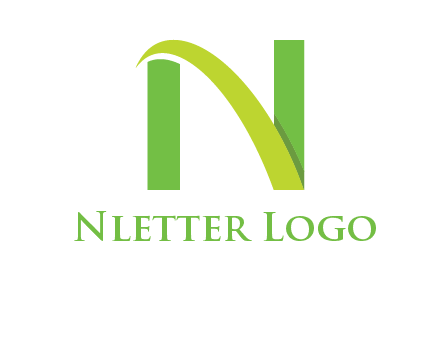 curved line in between two blocks forming letter N