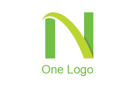 curved line in between two blocks forming letter N