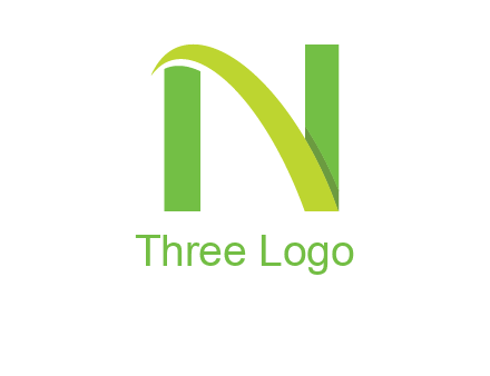 curved line in between two blocks forming letter N
