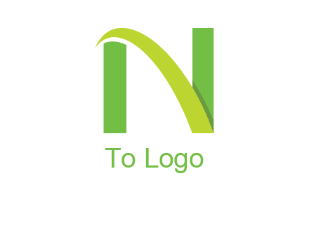 curved line in between two blocks forming letter N