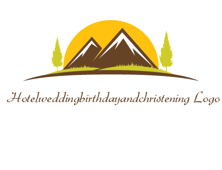 mountains with trees and sun travel logo