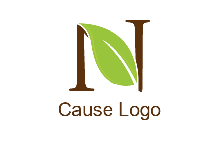 leaf inside letter n logo