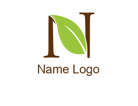 leaf inside letter n logo