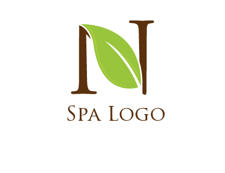 leaf inside letter n logo