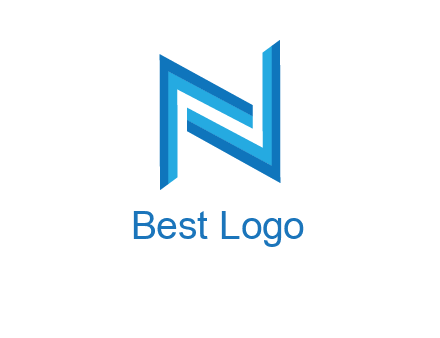 two shapes forming negative spacing letter N