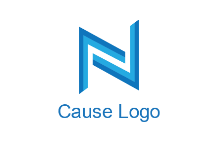 two shapes forming negative spacing letter N