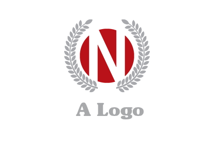 Letter n inside the circle with olive leafs