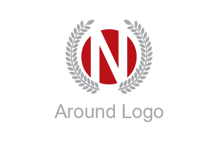 Letter n inside the circle with olive leafs
