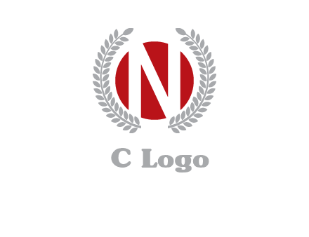 Letter n inside the circle with olive leafs