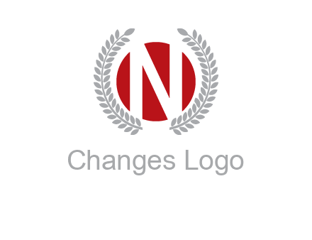 Letter n inside the circle with olive leafs