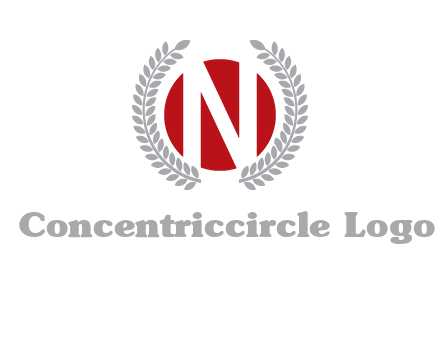 Letter n inside the circle with olive leafs