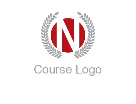 Letter n inside the circle with olive leafs