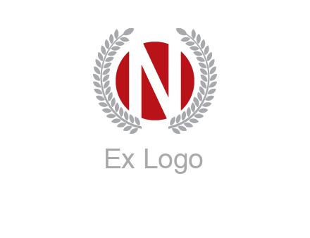 Letter n inside the circle with olive leafs