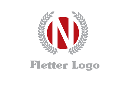 Letter n inside the circle with olive leafs