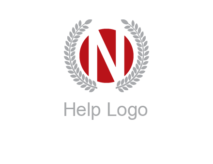 Letter n inside the circle with olive leafs