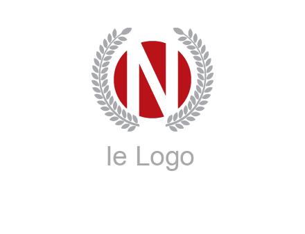 Letter n inside the circle with olive leafs